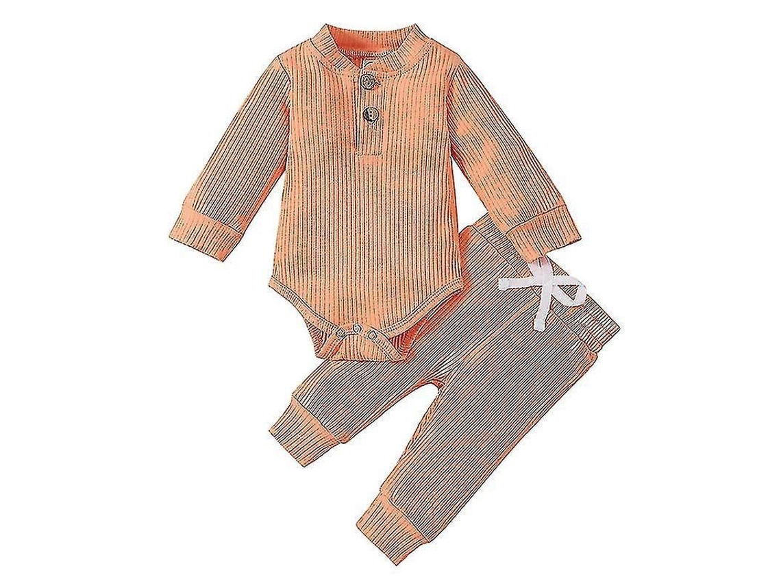 2026-conjunto Niño 2 Piezas Cuello Redondo Manga Larga Tops + Shorts Cintura Elástica Para Bebé Recién Nacido