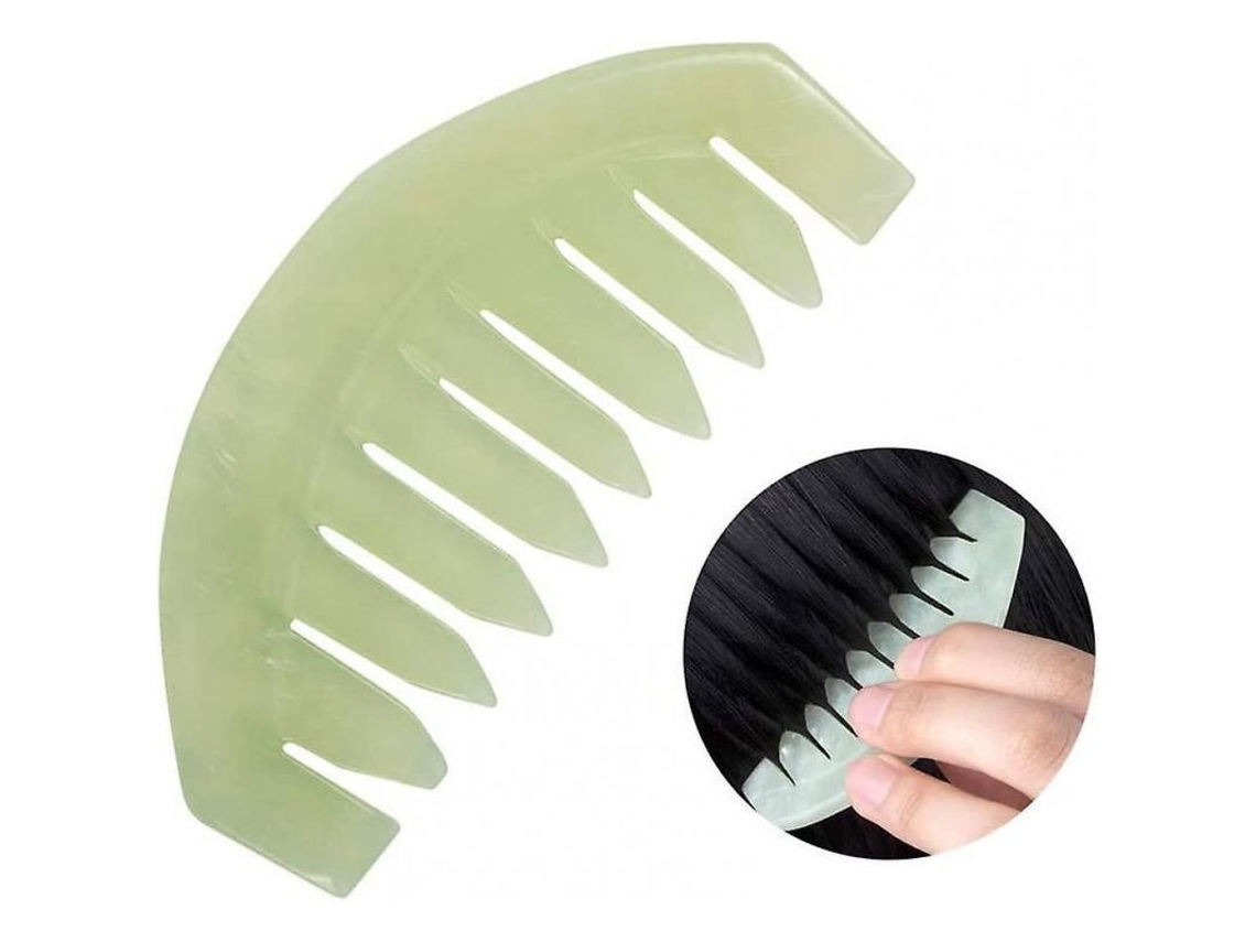 Dan26-peine De Masaje De Jade Natural Para Cuidado Capilar Y Corporal Con Puntos De Acupuntura Ebw