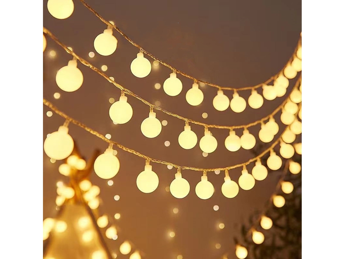 Guirnalda De Luces Esféricas, 6 Metros, 40 Led, Funciona Con Pilas, Resistente Al Agua, Decoración Navideña, Para Uso Interior Y Exterior.