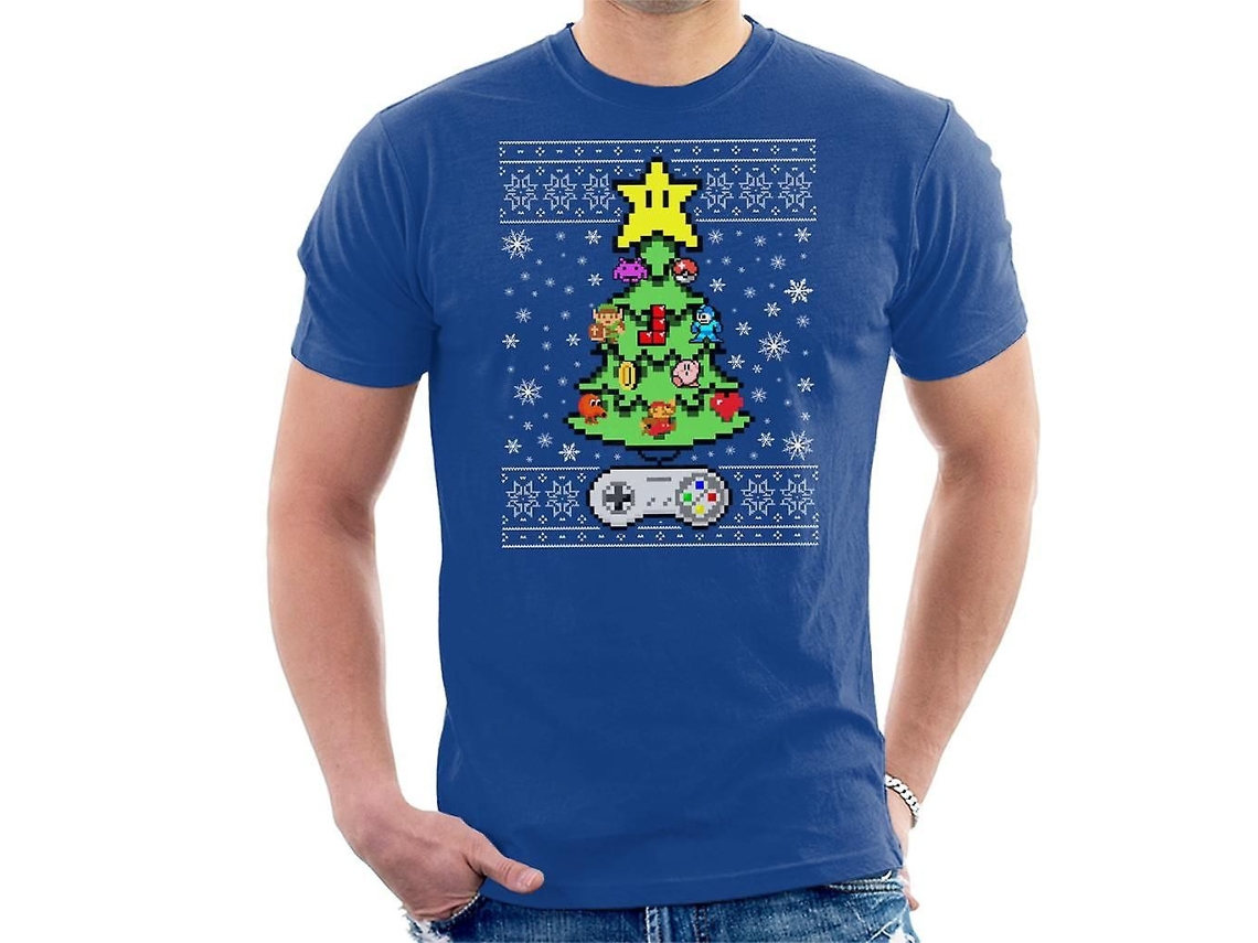 Camiseta de hombre con diseño de árbol de Navidad para consolas de videojuegos retro GOKOCO