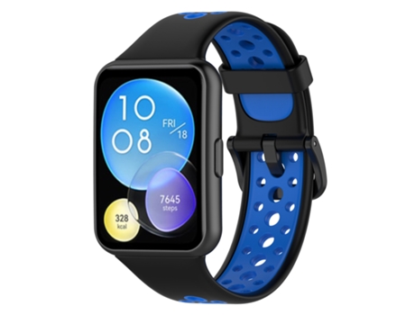 Correa Smartwatch para Huawei Watch Fit 2 Silicona Transpirable Bicolor (Negro + Azul)