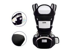 Portabebés ergonómico con asiento de cadera para bebés de 0 a 36 meses, negro Digitallab