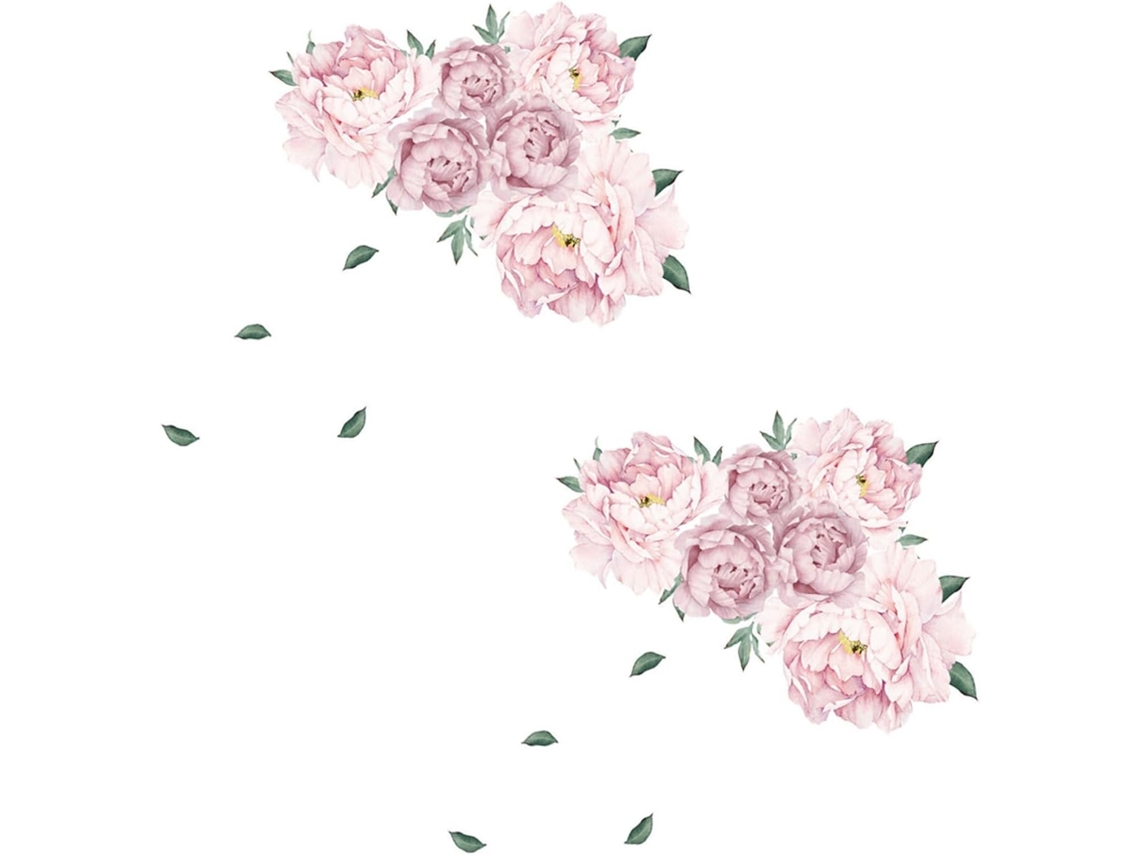 Juego De 2 Adorables Pegatinas Florales Para Pared, Fáciles De Despegar Y Pegar, Ideales Para Decoración.