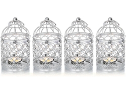 Rebe-4 Piezas Lámparas Decorativas Colgantes De Metal Plata Para Velas, Centros De Mesa Para Bodas Fiestas Y Hogar