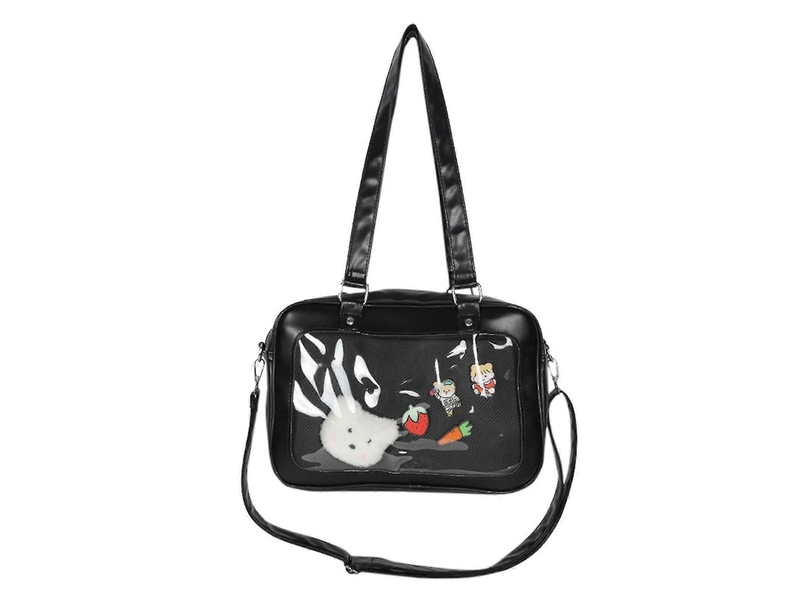 Bolso bandolera Lalamoli de piel sintética negra para estudiantes universitarios. Bolso de hombro, regalo de cumpleaños.
