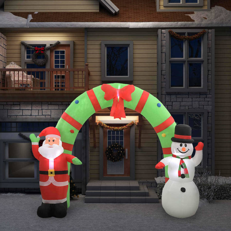 Arco Inflable Papá noel y muñeco de nieve vidaxl luces led tela 223 cm