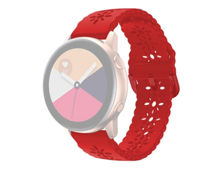 Correa de Silicona flor de ciruelo 20mm ahuecado para Samsung Galaxy Watch4 40mm/44mm/Watch4 Classic 42mm/Garmin Venu 2 Plus - tinto