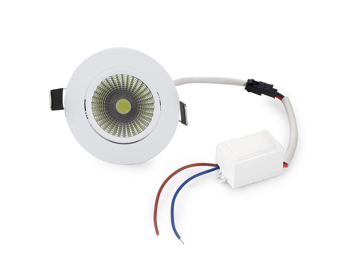 Bj-foco Empotrado Led Cob De Aluminio Para Teto, Luz De Teto Interior, Abertura 69mm 3w 110v Branco Quente
