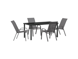 Conjunto de comedor Vidaxl de 5 piezas en textileno gris y acero