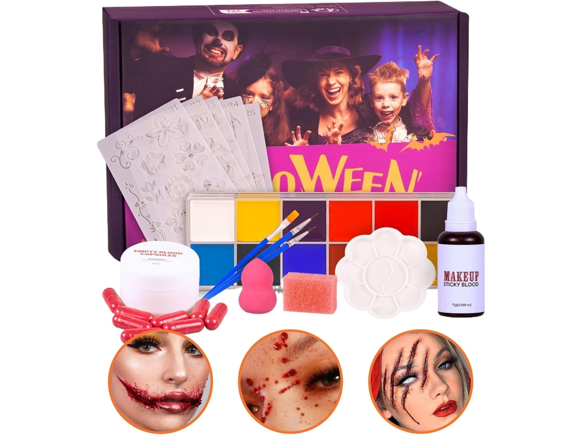 Kit de maquillaje de Halloween con sangre artificial lavable para fiestas de cosplay de zombis y vampiros, Fer Vayotoy