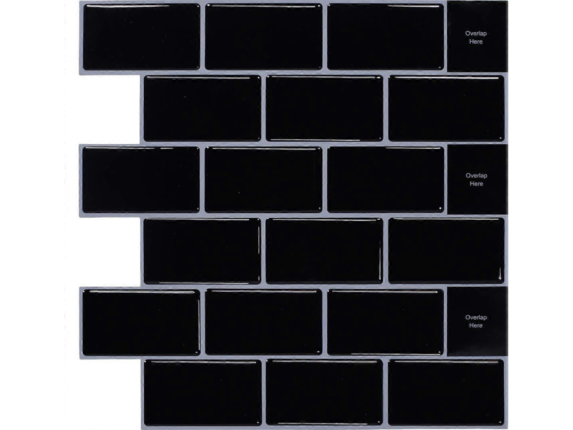 Rebe-10 Pegatinas De Baldosas 3d Autoadhesivas Para Cocina Negro (30.5x30.5cm) Fácil Instalación Diseño Minimalista