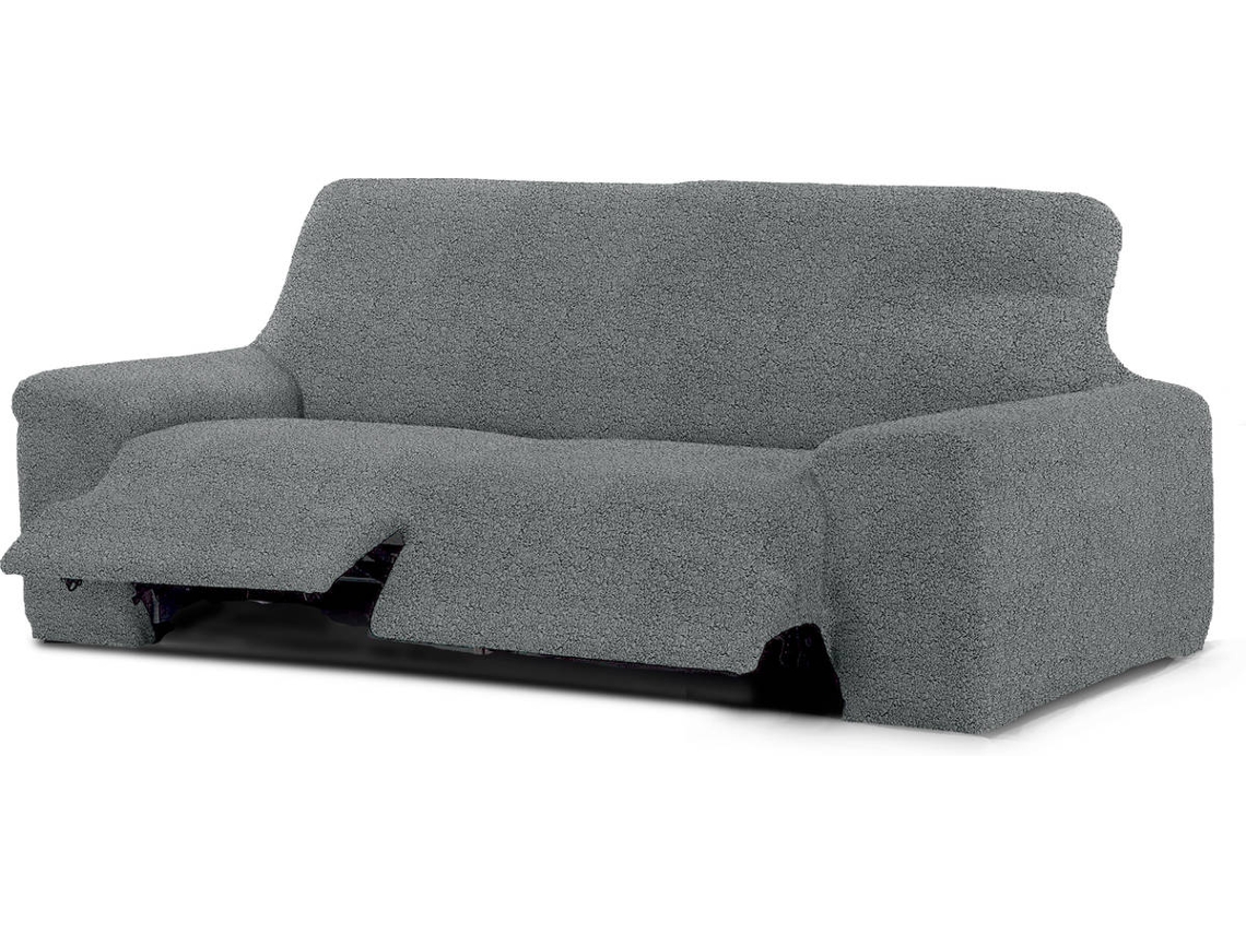 Funda Multielástica para Sofá Relax de 3 Plazas con 2 Asientos MILICA Spongy Gris Oscuro