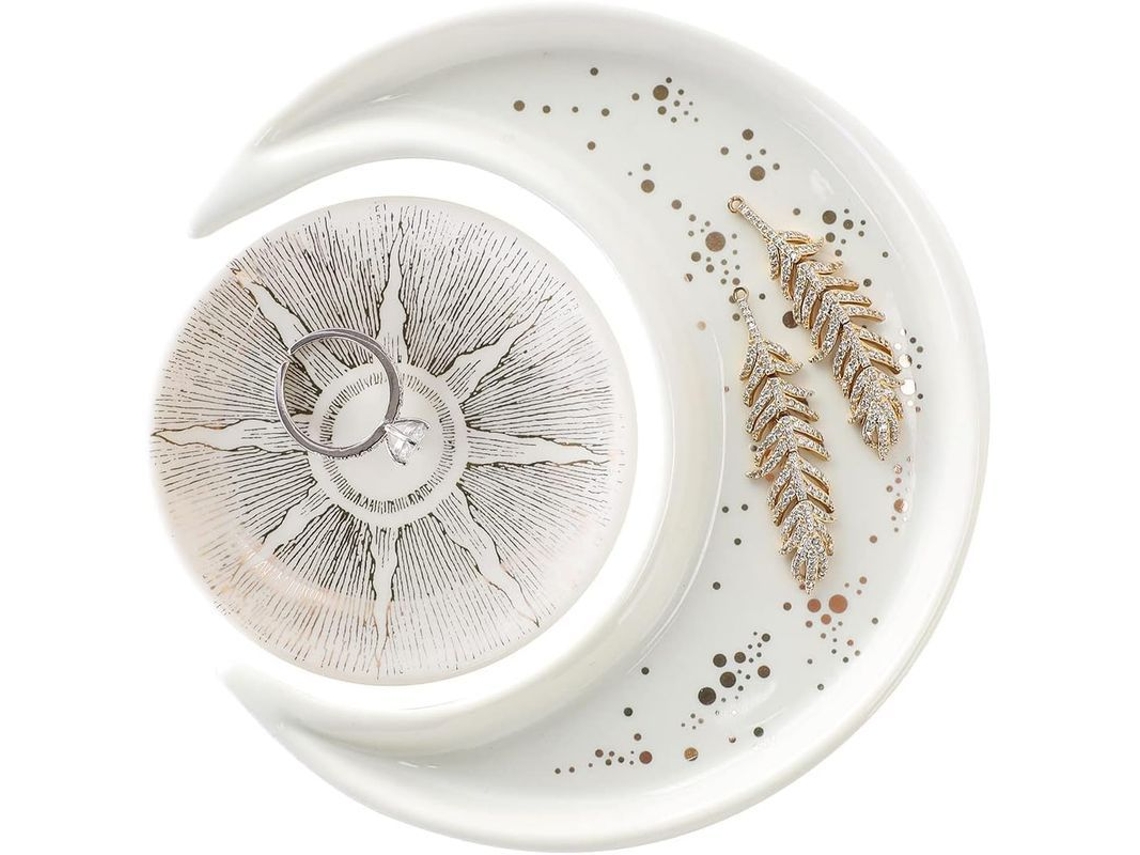 Plato Con Diseño De Luna Y Sol, Plato Decorativo Para Joyería, Regalo De Cumpleaños, Boda, Día De La Madre O Navidad Para Mujeres.