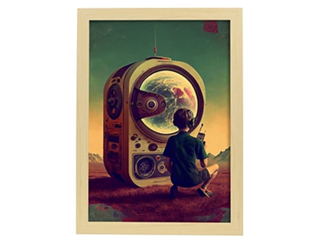 NACNIC Poster Transmision De Radio En Estilo Surrealismo Cinematográfico Ilustraciones Y Grabados De Historieta Abstracta Y Artística A3 Marcos Mad...