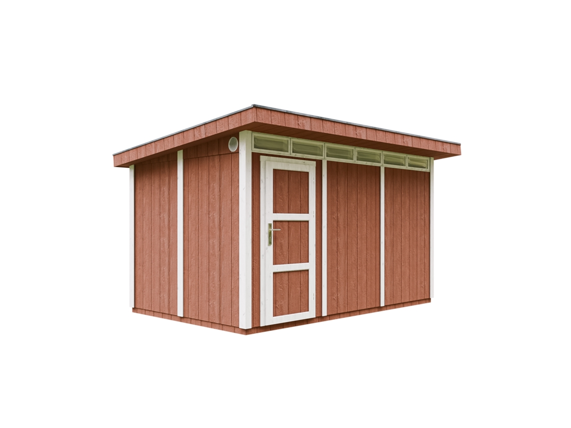 Caseta Jardin Exterior paneles a base de Madera LP SmartSide 8,7 m² con Suelo y Baldosas Bituminosas - L279xA412xA237 cm TIMBELA M904 - REDWOOD RED