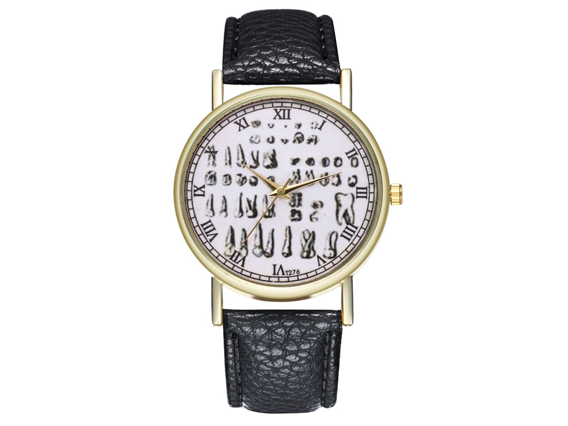 Reloj De Pulsera Unisex Informal Y Moderno Con Correa De Cuero Sintético Y Movimiento De Cuarzo Negro.