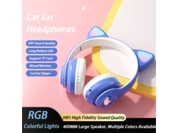 Auriculares Con Orejas De Gato (azules), Con Iluminación Rgb, Micrófono, Sonido Estéreo Hifi Y Cancelación De Ruido.