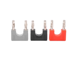 1 juego de conectores banana U38 de 4 mm de cobre con baño de níquel, dos líneas, rojo, negro, gris, para osciloscopios e instrumentos eléctricos.
