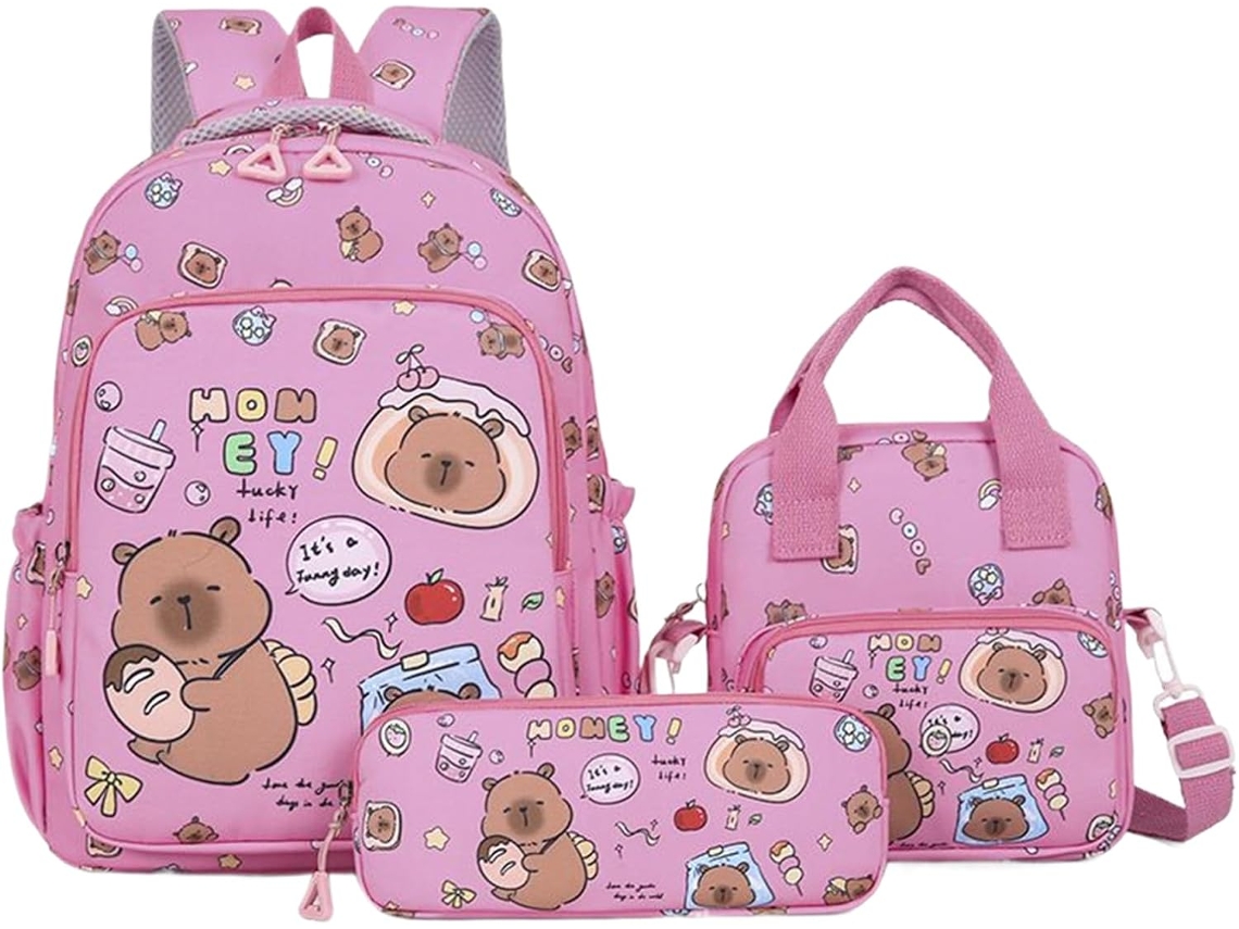 Organizador de libros, mochila Capybara, estuche para lápices y lonchera para niñas, niños, preescolares y para viajes.