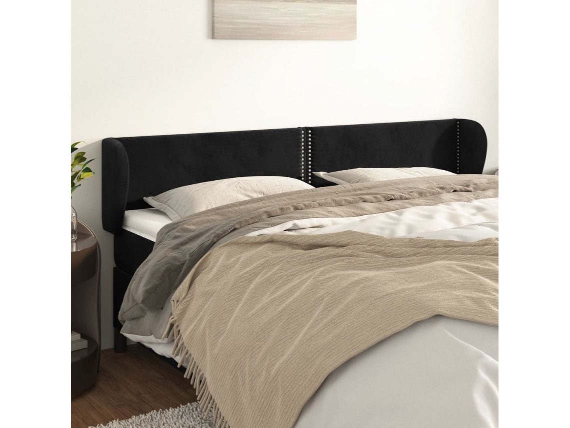 Cabecero De Terciopelo Negro 163x23x78/88 Cm