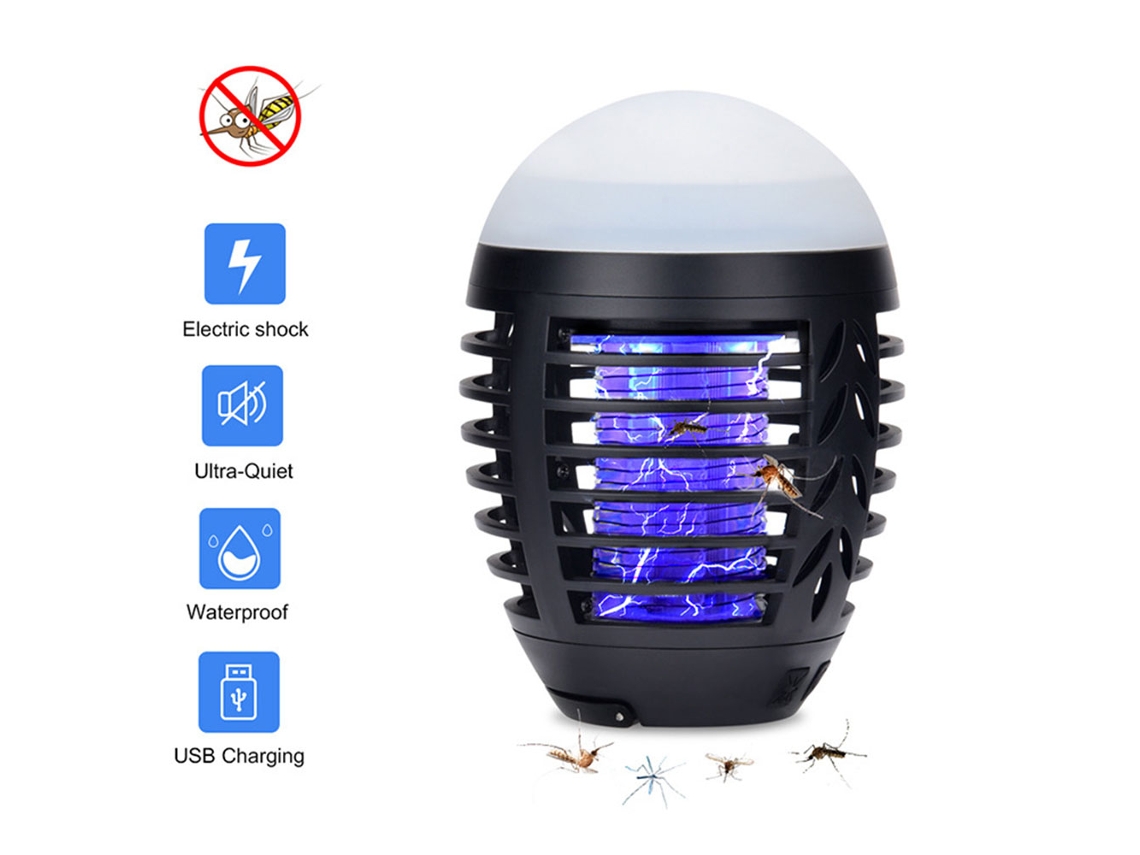MEOIRUERY Lámpara repelente de mosquitos impermeable para exterior, multifuncional con choque eléctrico y USB