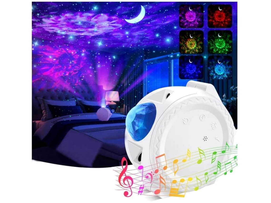 Luz Nocturna Infantil 3 En 1 Con Control Táctil Y Control De Voz Con Sombra Luna/estrella/aqua Adecuada Para Niños Adultos Regalo Blanco Yizhood