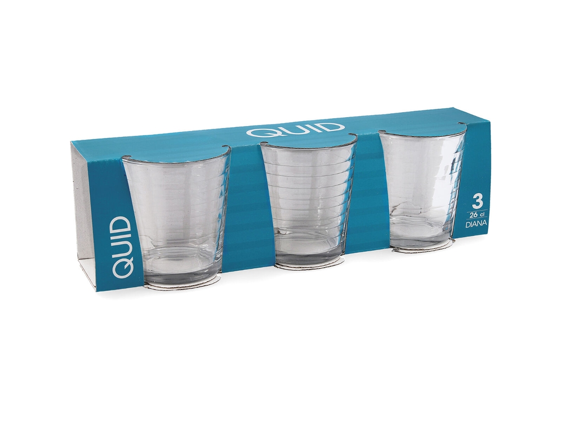 Set de Vasos Quid Diana Transparente Vidrio (260 ml) (3 Unidades)