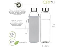 Botella Agua Cristal 550 ml. Funda Neopreno con Asa. Sin BPA ORYX