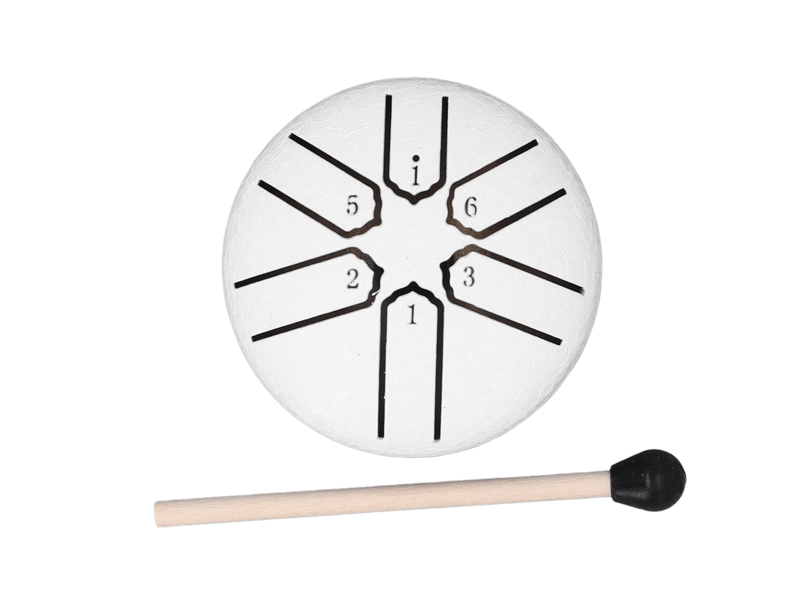 Mini Tambor De Lengüetas De Acero De 7,6 Cm Con 6 Notas, Handpan Para Meditación Y Relajación, Para Niños, Blanco.