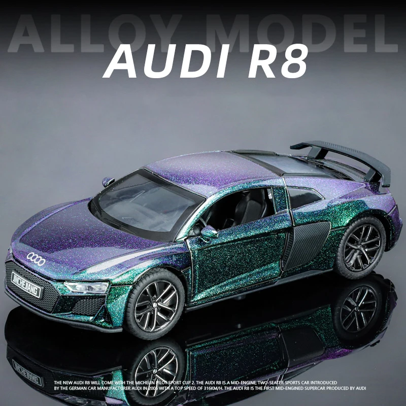 (verde-morado) Modelo De Coche De Juguete De Aleación Supercar A Escala 1:32, Fundición A Presión De Metal.