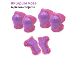 Juego de 6 rodilleras y coderas infantiles con correas ajustables. Mdug (morado y rosa)