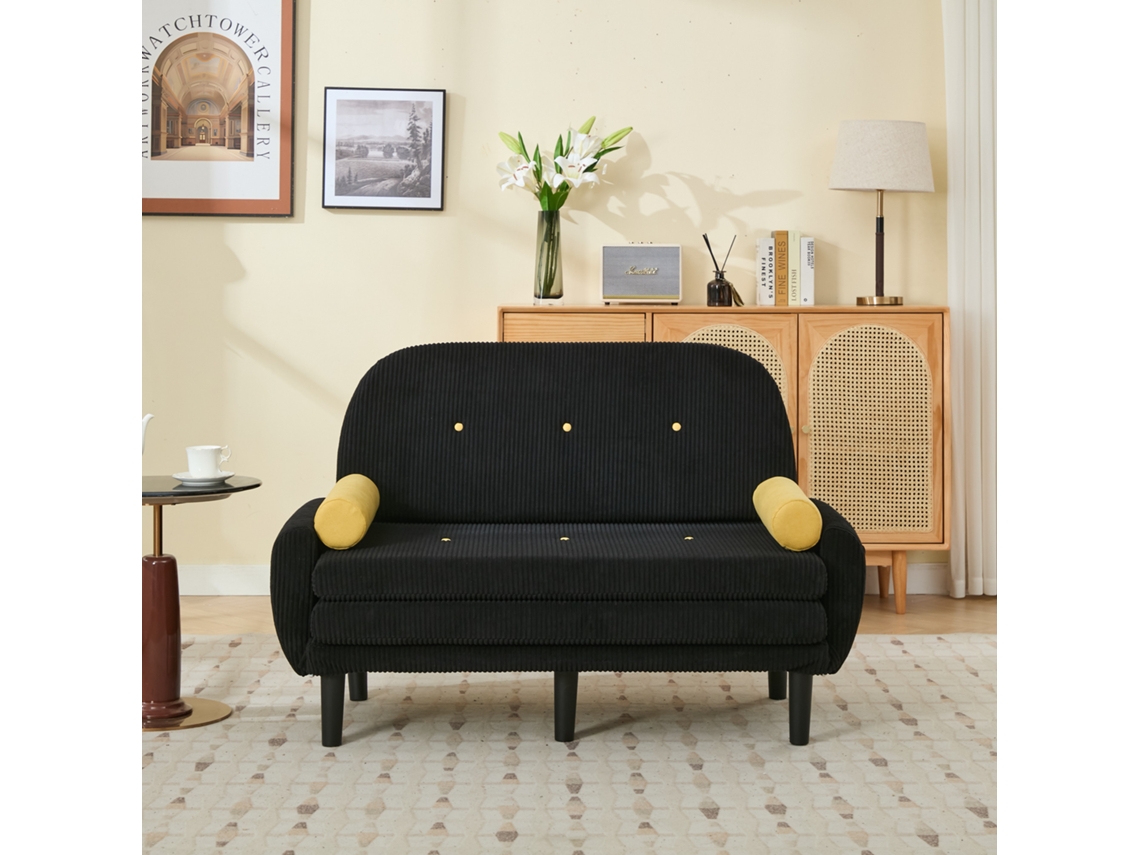 Sofá Biplaza Pana Negro Con Almacenamiento Diván Reclinable Salón
