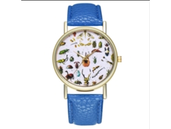 Reloj De Cuarzo Unisex Casual Con Patrón De Insectos Fashion Regalo (azul Real)