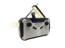 Radio portátil de emergencia AM/FM Viewleaf con carga solar y manivela, batería recargable de 4000 mAh, linterna LED y alarma SOS para rescate.