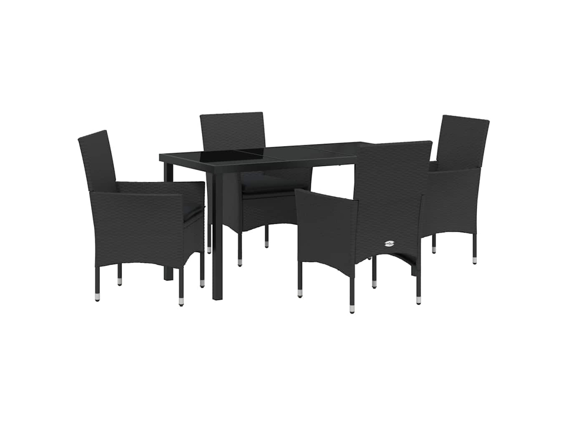 Maison Exclusive - Conjunto De Comedor De Jardín 5 Pcs Negro Ratán Sintético