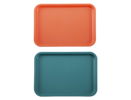 Bandeja Rectangular - Juego De 2 - Macaron Naranja Y Verde - Plato De Plástico JEIIBRZUI