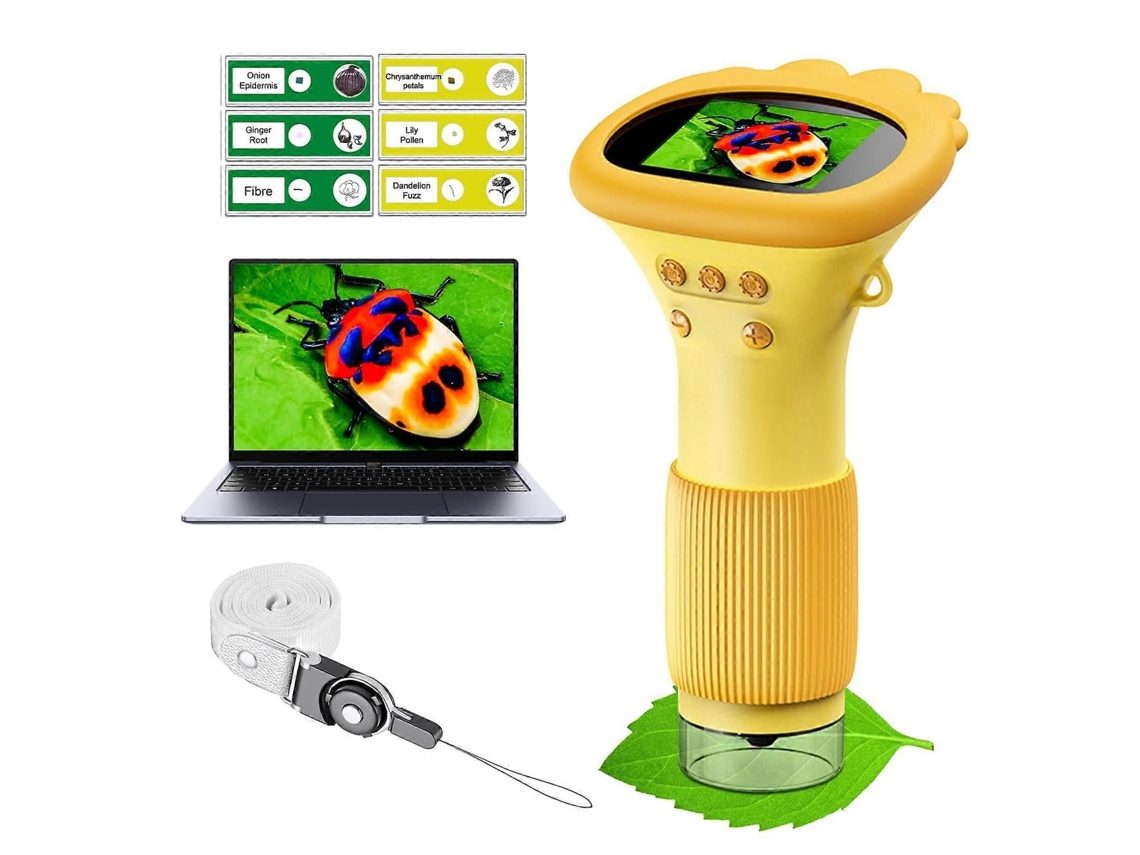 Microscopio de bolsillo infantil 1000x, pantalla IPS de 2,0'', microscopio digital para fotos y vídeos, mini microscopio portátil para pequeños científicos.