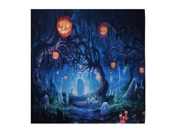 Fondo de Halloween con calabaza aterradora y linterna de cementerio (230 x 180 cm)
