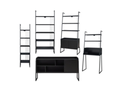 Set de muebles 'Storfjord' 5 piezas: 1x escritorio 3x estanterías 1x Mesa TV metal - Negro [EN.CASA]