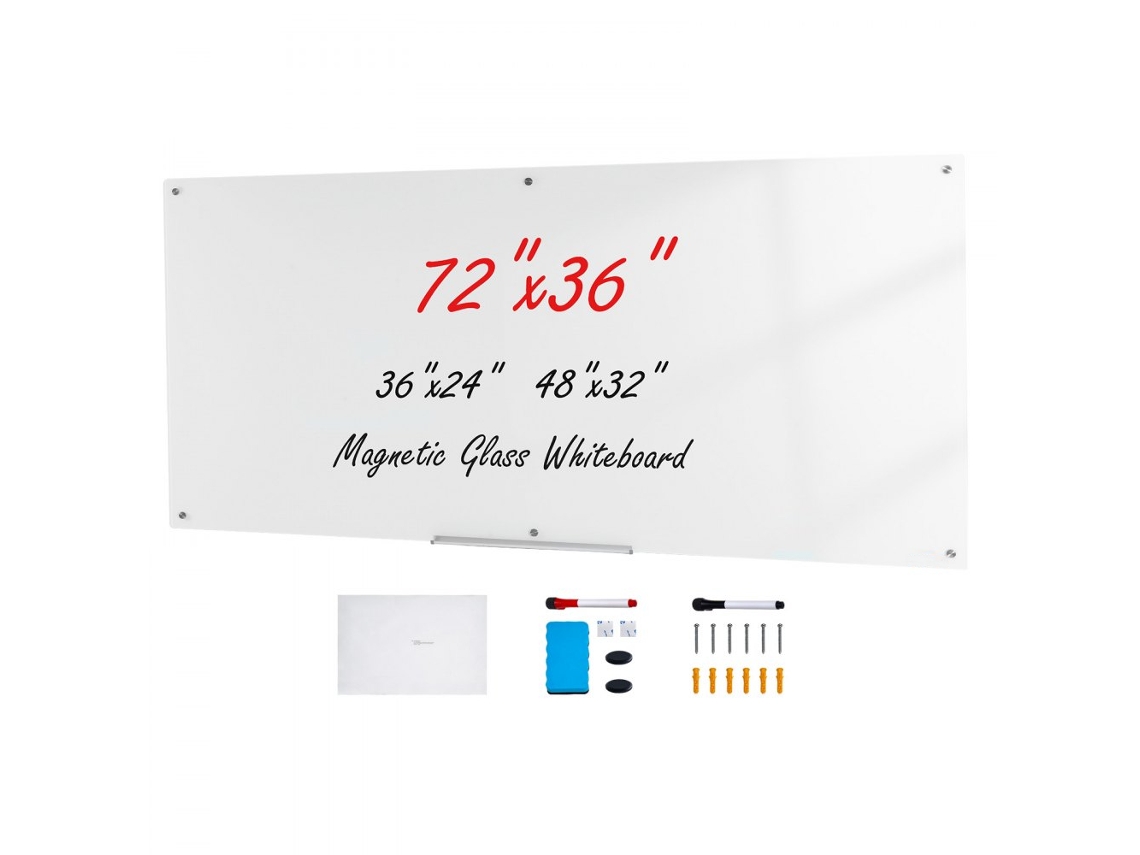 Pizarra Magnética de Cristal 1829x915mm con Accesorios y Soporte Tekmaquinas