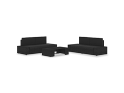 Conjunto de jardín de 5 piezas en mimbre negro PE DKD Home Decor