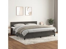 Cama Box Spring Con Colchón Terciopelo Gris Oscuro 200x200 Cm