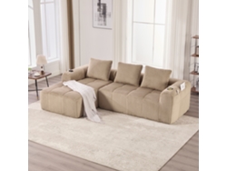 Sofá Compacto 4 Plazas - Modular, Con Bolsillo Lateral Y Portavasos - Khaki