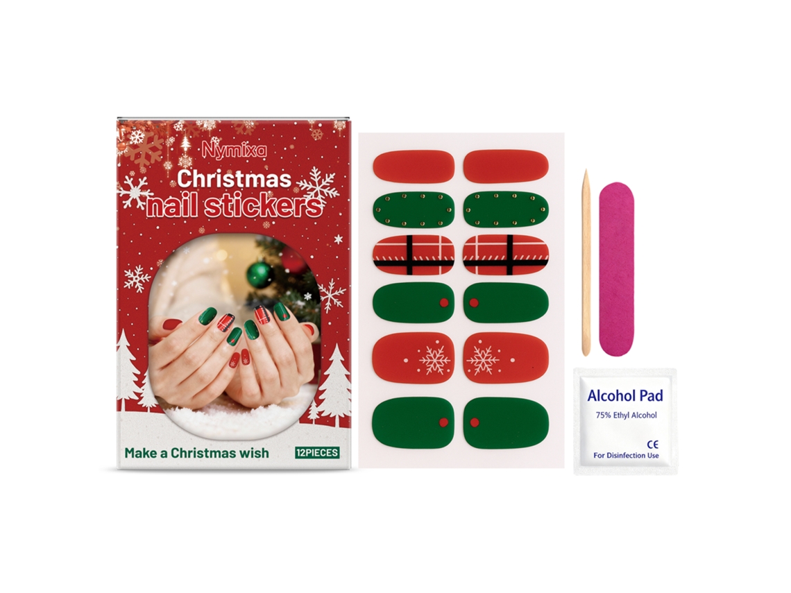 Pegatinas de uñas de gel duro con forma de estrella navideña