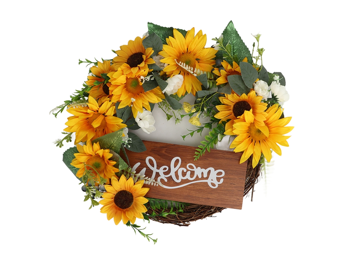 Corona de girasoles para decorar puertas y ventanas