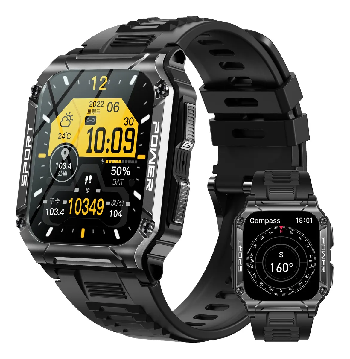 Reloj inteligente 195 con brújula y llamadas para deportes y salud Vayotoy