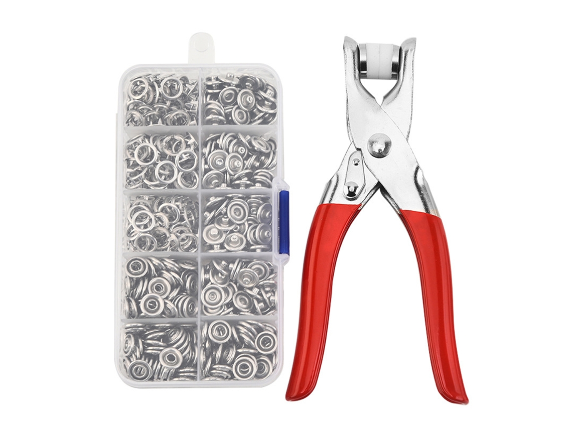 Kit de Ferramenta com Alicate para Fivelas de Pressão 9.5mm 150 Conjuntos para Loja de Roupas