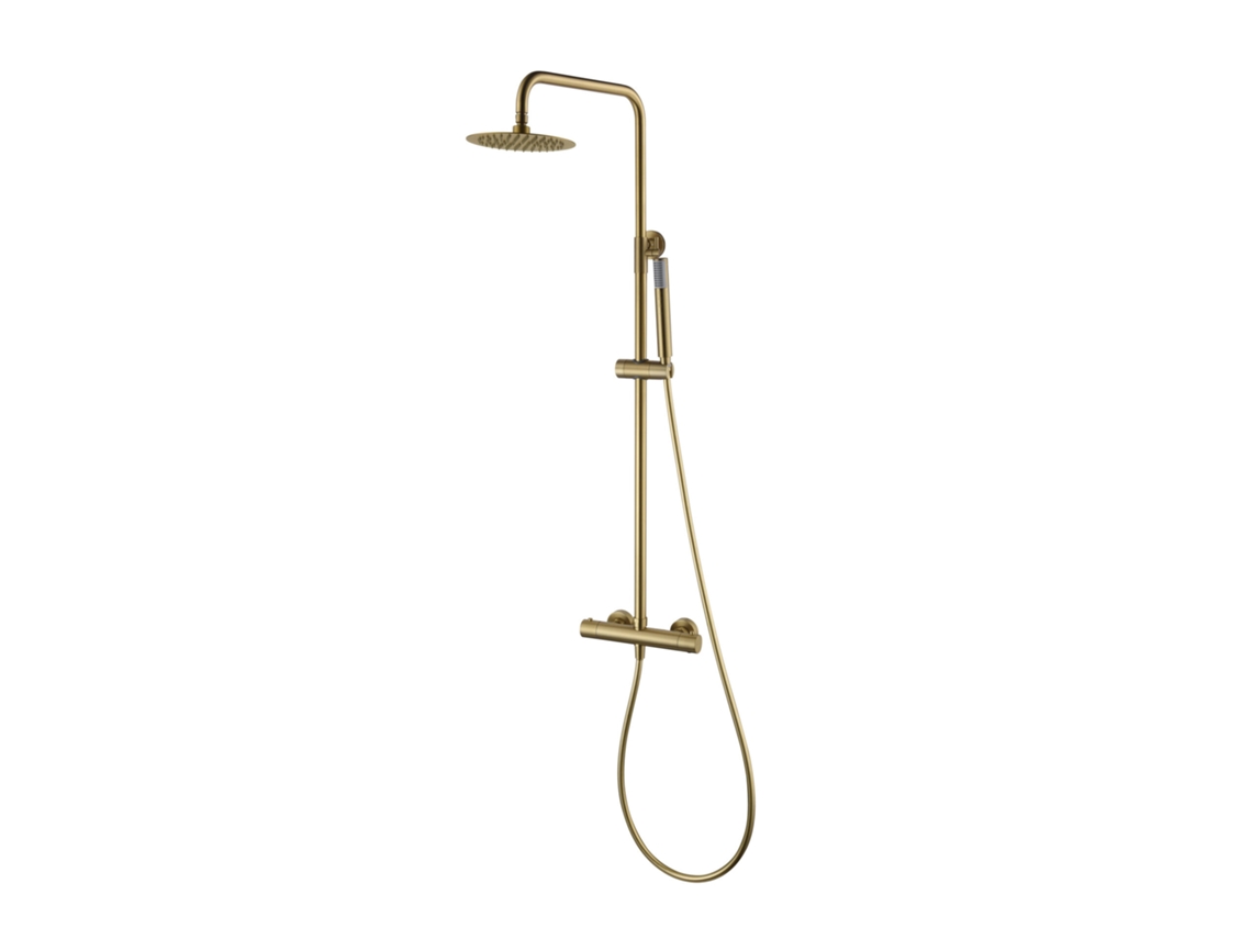 Columna de ducha Extensible, Termostatico rociador extraplano Oro Cepillado MICE COLLECTION