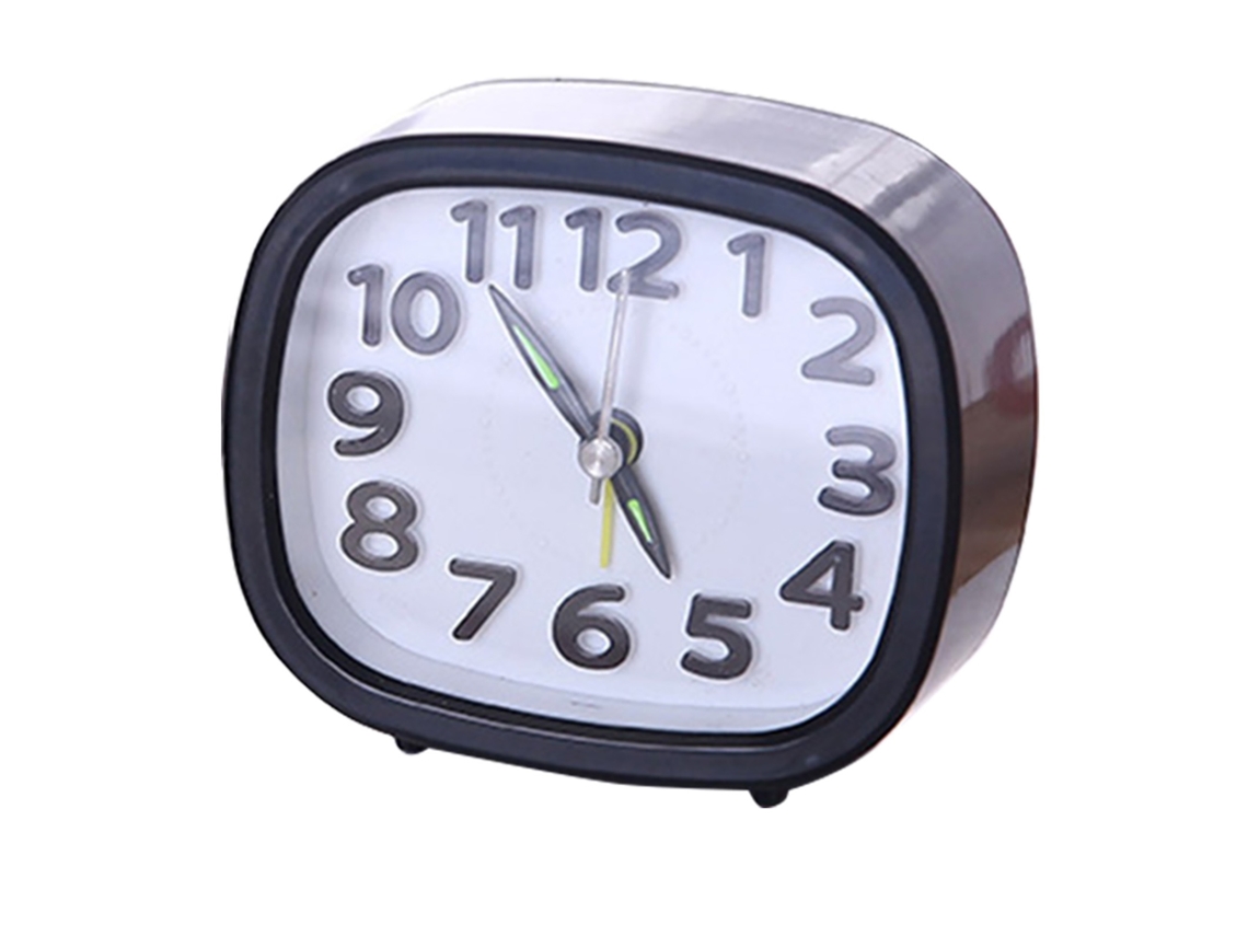 Mini Despertador Cuadrado Negro Silencioso Para Mesita De Noche, Reloj De Escritorio Decorativo Sencillo.