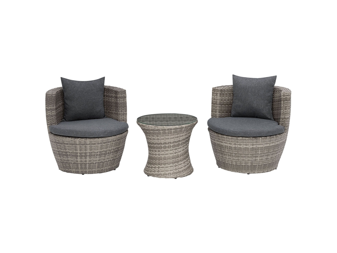 Conjunto de balcón BELIANI Capri de Ratán sintético Gris 73x73x71